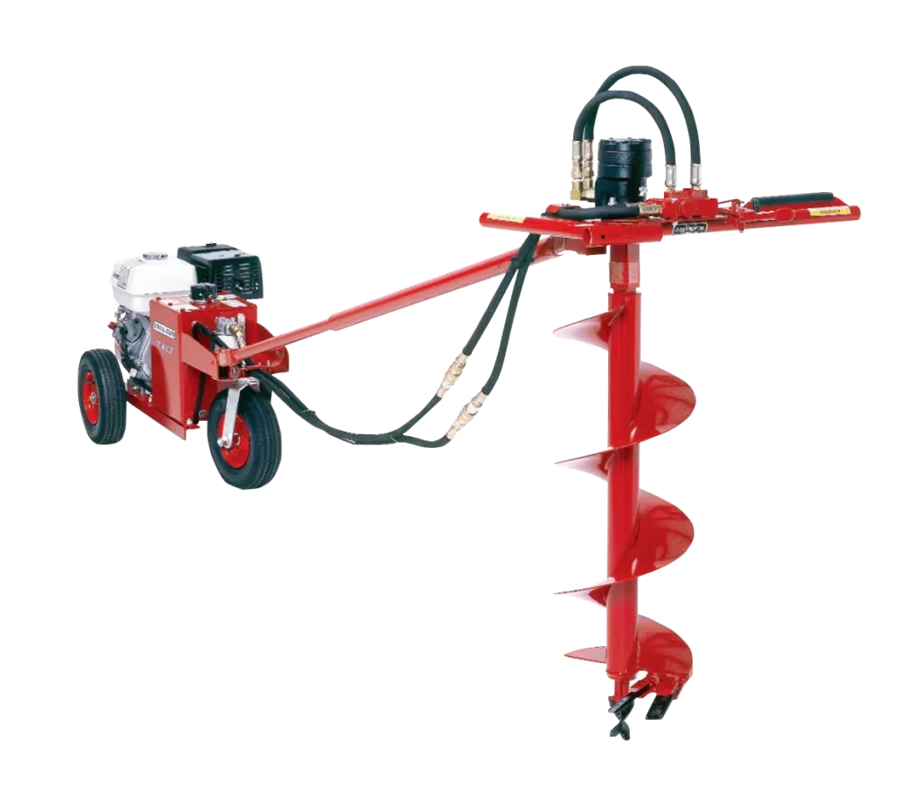 Little Beaver hydraulic earth drill on white